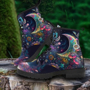 Botas de piel vegana Sleepy Garden, regalo de cumpleaños para ella, zapatos unisex para adultos, botas casuales.