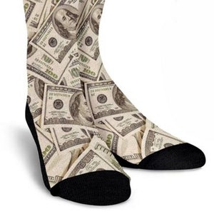 Money Socks, Personalized Socks, Crew Socks, Socks, Custom Printed Socks, Cool Socks, Mens Sock, Womens Socks, Novelty Socks, Fun Socks