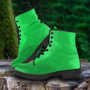 Smaragdgroene gevechtslaarzen voor heren en dames, cadeaus voor idee leren veganistische schattige schoenen