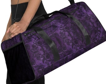 Purple Gothic Pattern Duffle Bag Custom Printed Mother's Day Gifts for Her Overnight Gothic Bag