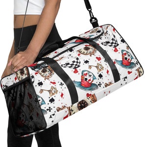Alice in Wonderland White Duffle Bag, Mother&#39;s Day Gifts for Her Overnight Bag Weekender Bag Woman