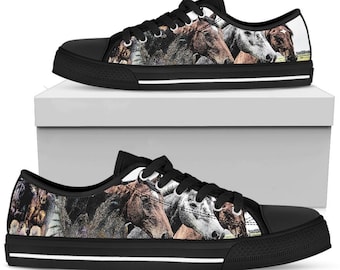 Pen & Ink Horse Head Design, Low Top Converse Style Sneakers, Horse Lovers, Sporty, Gift for Her Him, Ranch Animal Pet Lover Footwear