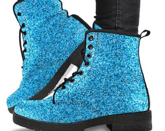 metallic blue booties