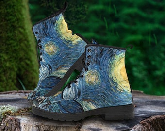 Botas de noche estrellada: botas clásicas de cuero vegano