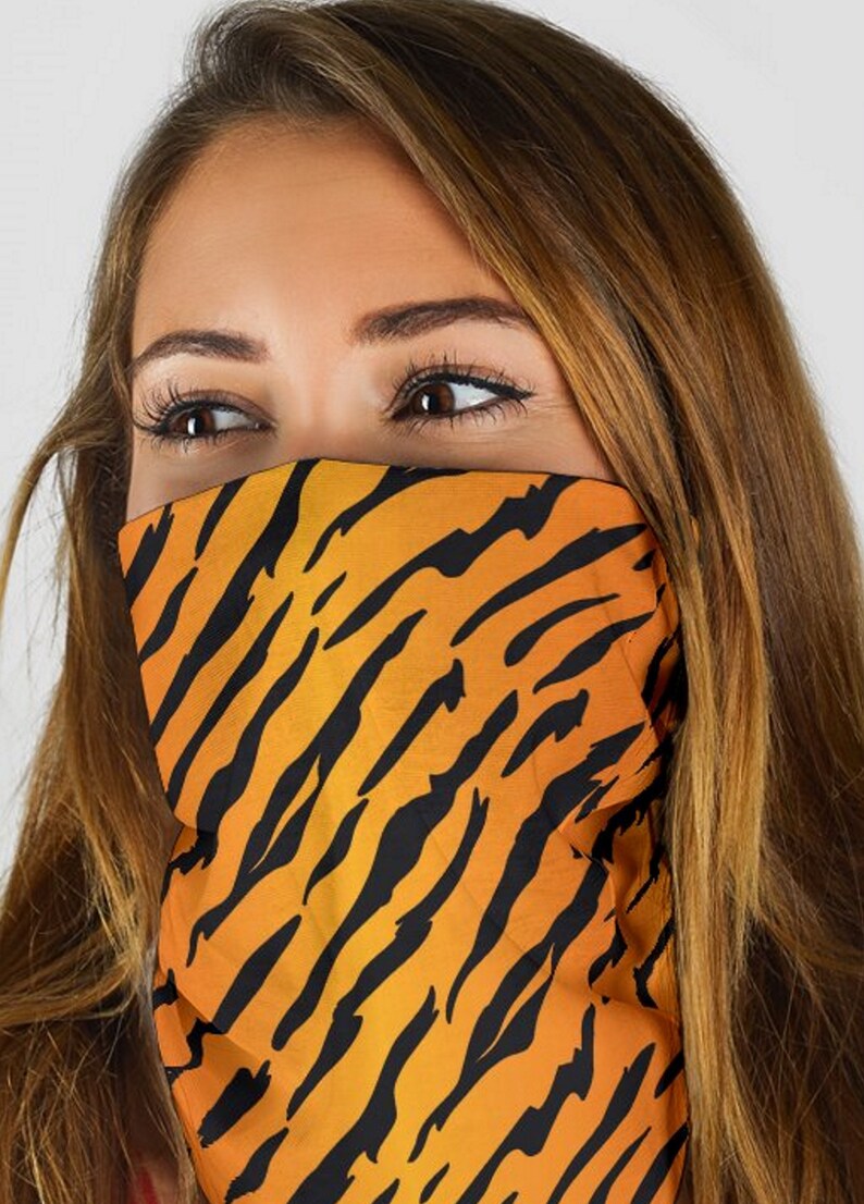 Tiger Animal Print Bandana Face Masks Tube Bandana Funny Etsy