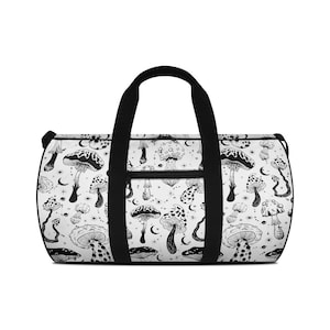 Schwarz weiße Pilze Damen Reisetasche, Geburtstagsgeschenke für Sie, Wochenendreisetasche, Campingtasche, große Reisetasche