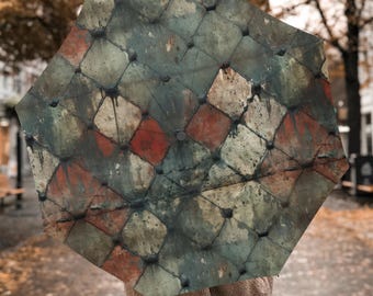 Rustic Patina Gothic Umbrella, Windproof Stick Umbrella, Dark Cottagecore Gift
