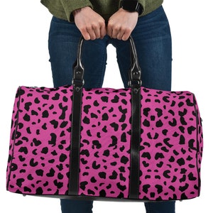 Hoot Pink Leopard print Reisetasche, Freundin Geschenke für Sie Wochenende Reisetasche Benutzerdefinierte Prind Overnight Bag