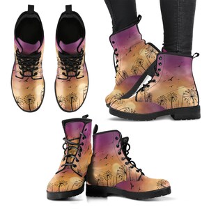 Combat Boots  Wonderful Sunset Flower Classic Boots, Birthday Gifts For Her,  Vegan Leather, Women's Boots