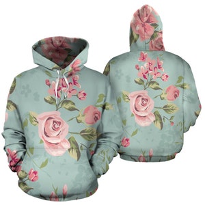 Floral Cute Hoodie, Hooded Sweatshirt Birthday Gifts Girlfriend, Oversized Hoodie