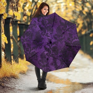 Purple Gothic pattern Print Umbrellas, Custom Print Umbrellas Birthday Gifts for Girl Colorful Umbrella
