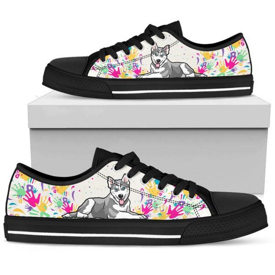 sneakers with dog prints