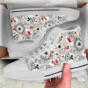 Zapatos altos de Alicia en el país de las maravillas, ideas de regalos de Alicia, zapatillas góticas personalizadas con lazo, zapatos casuales