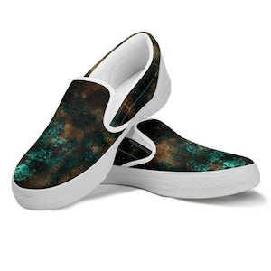 Woman's Distress Patina Custom Slip Ons, Mother's Day Gifts for Her Casual Cute Shoes
