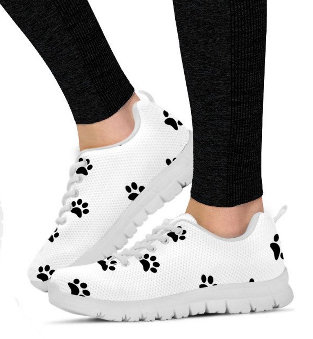 I Love Paw Print Low Top White Shoes White Sole Sneakers - Etsy