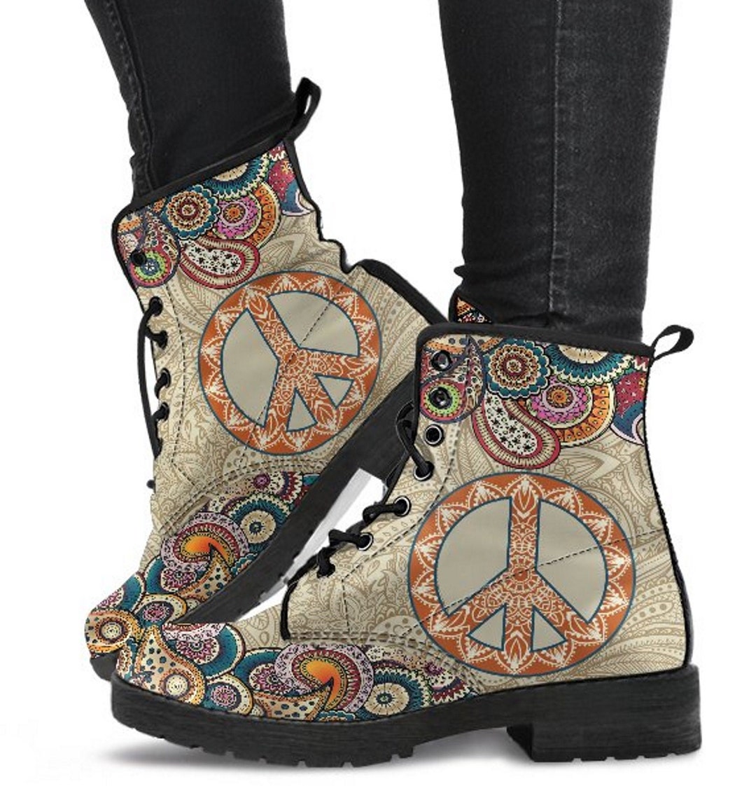 Bohemian Peace Feather Women's Leather Boots