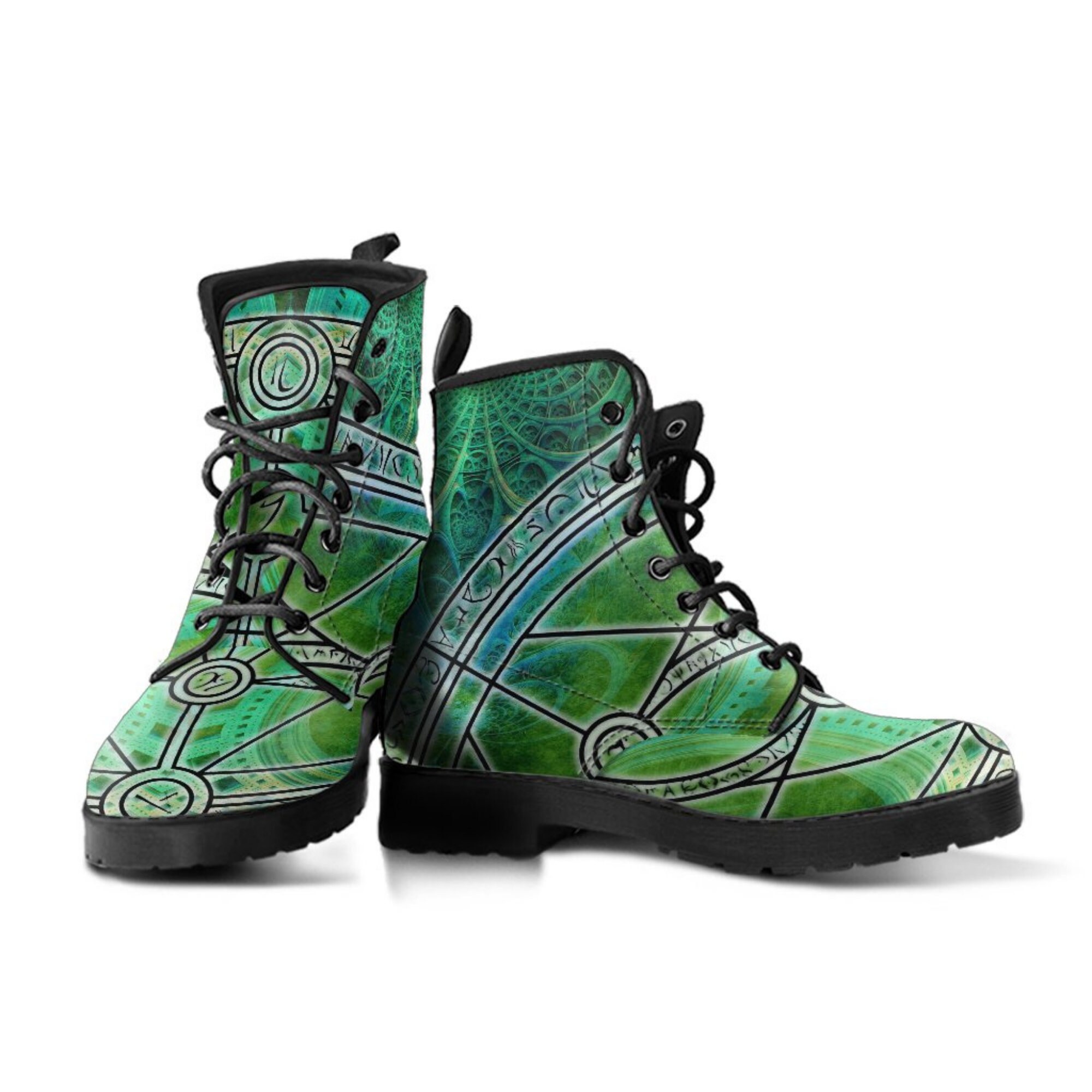 Emerald Green Geo Symbol Boots Womens 