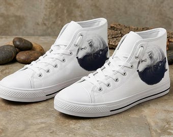 Women's Wolf Print High Top Sneakers: Animal Lover Gift