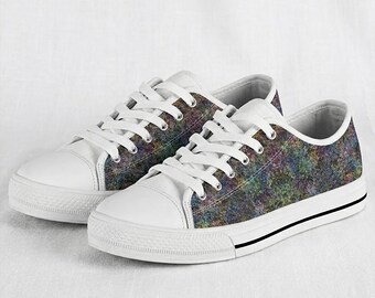 Design Rainbow Low Top shoes Tie White Sneakers, Birthday Gifts for Her Casual Shoes