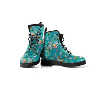 Combat Boots Colorful Dragonfly Handcrafted Boots,   Leather Shoes Gifts for Girlfriend