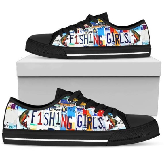 Ladies Womens Fishing Sneakers Low Top Custom Canvas Gifts