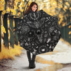 Dark Cottagecore Forest Print Umbrellas, Animal Lover Gifts for Her, Custom Umbrella, Rain Umbrella, Gothic Umbrella