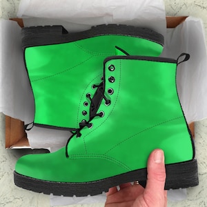 Combat Boots Emerald Green Combat Boots for Men and Women, Gifts for idea Leather Vegan Cute Shoes