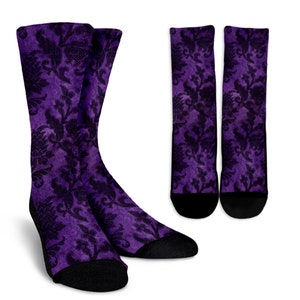 Purple Gothic pattern Socks, Unisex Gifts for Women Custom Printed Socks Novelty Socks