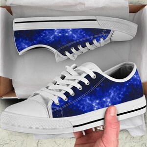 Blue Galaxy Low Top Sneakers, Birthday Gifts for Girlfriend Custom Shoes Women Casual Tie Sneakers