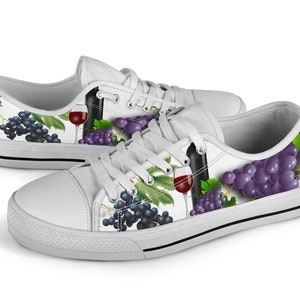 Grapes Low Top Sneakers, Girlfriend Gifts for Her Custom Unique Running Walking Athletic Casual Shoes image 5