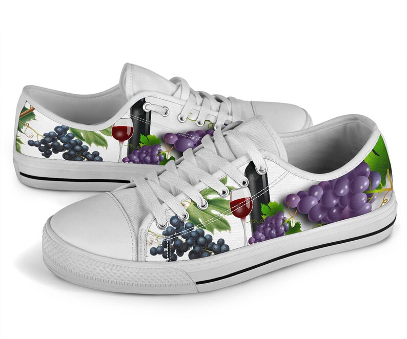 Grapes Low Top Sneakers, Girlfriend Gifts for Her Custom Unique Running Walking Athletic Casual Shoes image 5