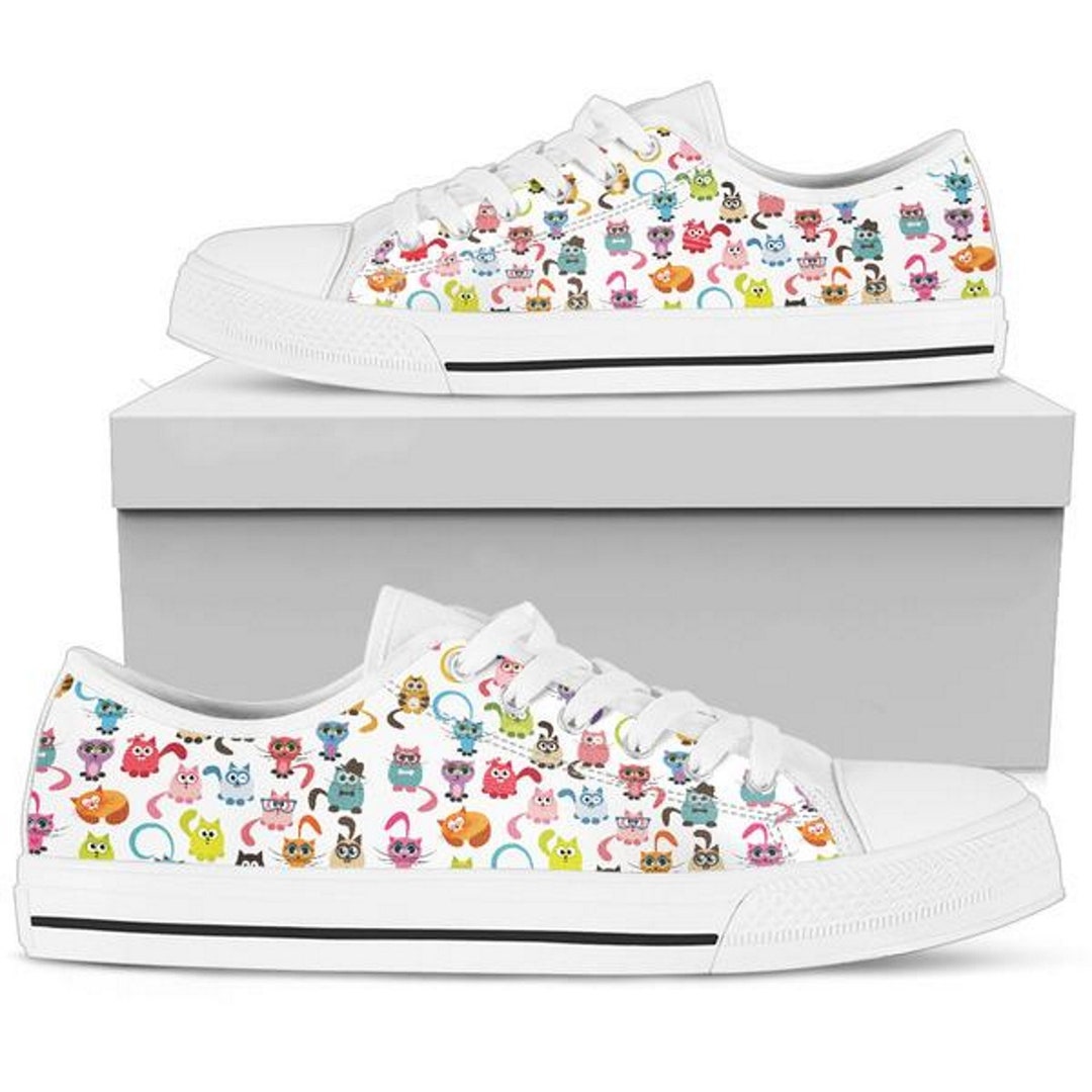 Cat Kitten Pattern Print Black Sneaker Shoes For Men Women main image 1