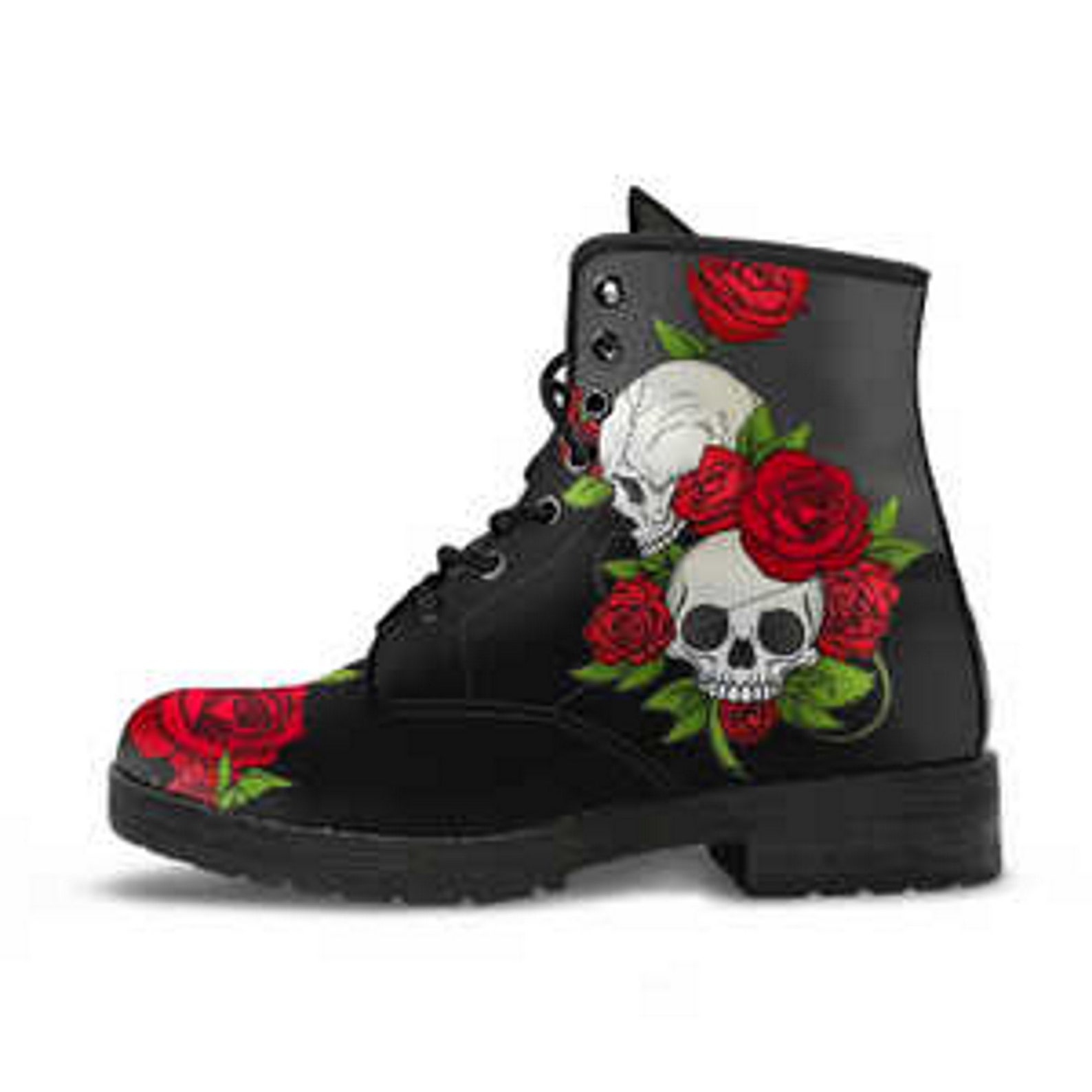 Skulls Red Roses Doc Martens Style Boots Vegan Abstract Arty - Etsy