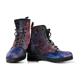 Combat Boots Space Art Cute Boots Vegan Leather Classic Boots Birthday Gifts For Her
