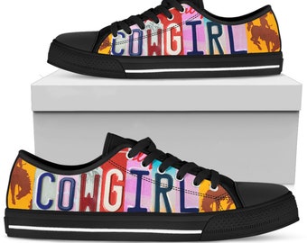 Cowgirl Black Low Top Shoes, Mother's Day Gifts for Birthday, Converse Shoes