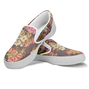Woman&#39;s floral Custom Slip Ons, Mother&#39;s Day Gifts for idea Comfortable Cute Shoes Casual Slip Ons