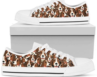 Basset Hound Sneakers Canvas  Womens Athletic  Low Top Shoe Fashion Custom  Lace  Converse Perfect for  Shoes  Pet Lover Gifts Her Mom