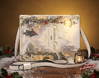 A Christmas Carol Book Purse, Dickens Book Bag, Victorian Christmas Crossbody, Book Shaped Handbag, Gift for Reader