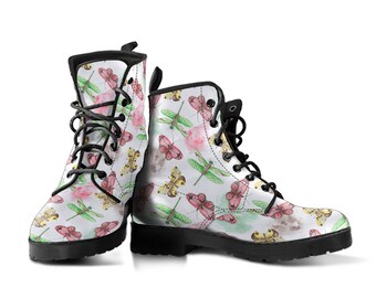 Botas de combate Butterfly: botas clásicas de piel vegana para mujer