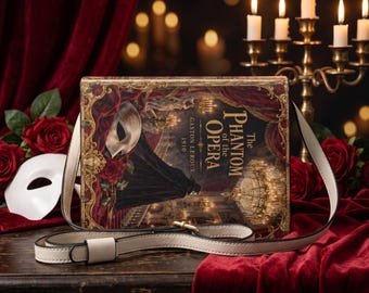 The Phantom of the Opera Book Purse, Gaston Leroux Book Bag, Gothic Crossbody, Book Shaped Handbag, Gift for Book Lover