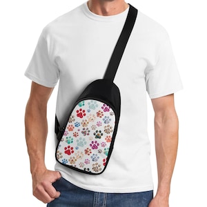 Paw Prints Chest Bag, Crossbody Bag Birthday Gifts for idea Cute Shouder Bag