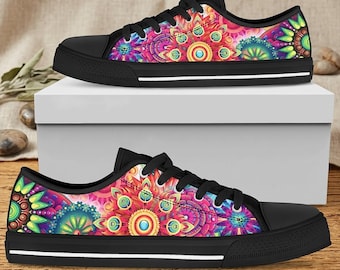 Mandala Sneakers: Women's Colorful Low Top Canvas Shoes
