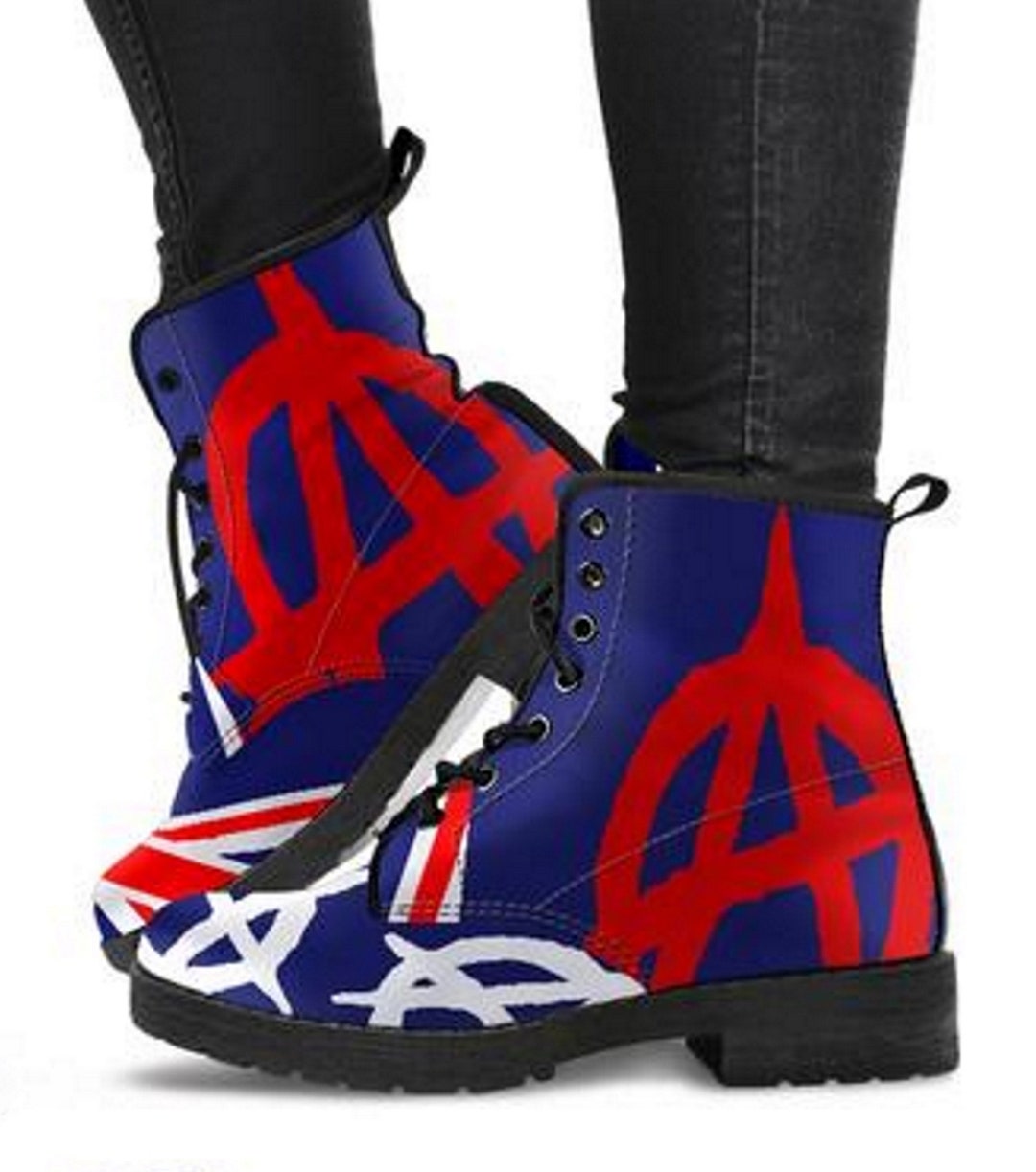 Union Jack Boots British Flag Symbol Fashion Vegan Leather Etsy