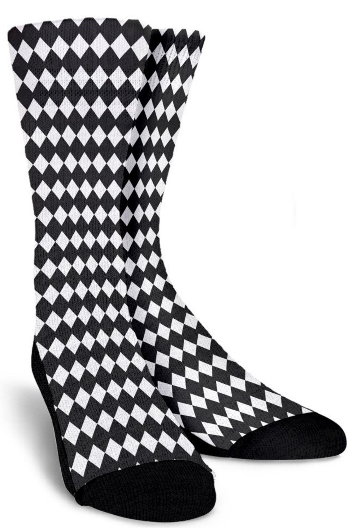 Black Diamond Pattern Crew Socks Custom Socks Angkle Socks | Etsy