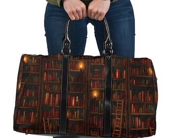 Library book Travel Weekender Bag, Book Lovers Gifts for Her Overnight Bag, Gym Bag, Duffel Bag