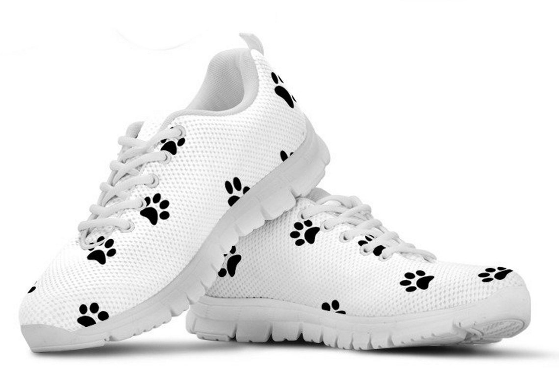 I Love Paw Print Low Top White Shoes White Sole Sneakers | Etsy