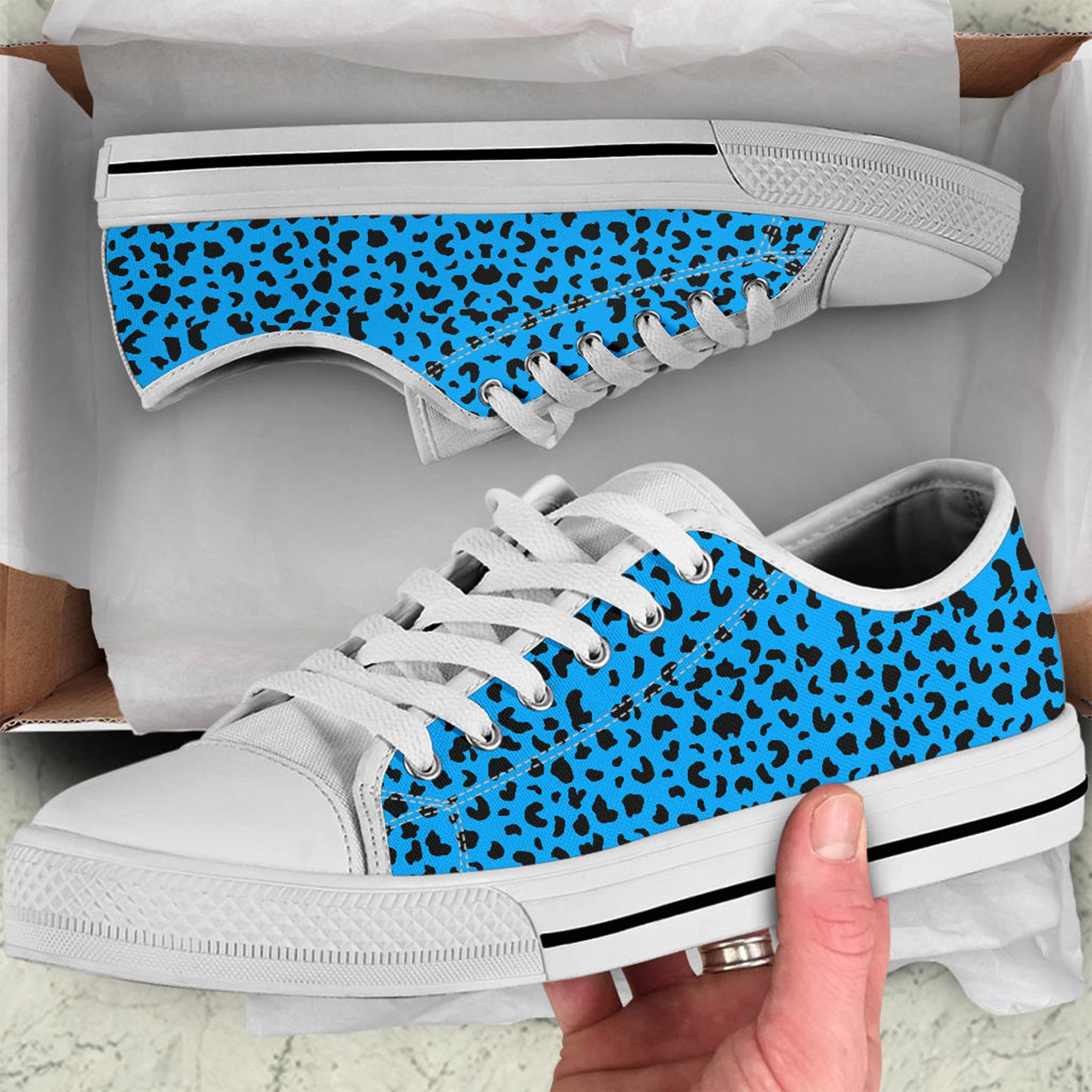 Forud type Accor tak skal du have Sky Blue Leopard Print Low Top Shoes Tie Sneakers - Etsy
