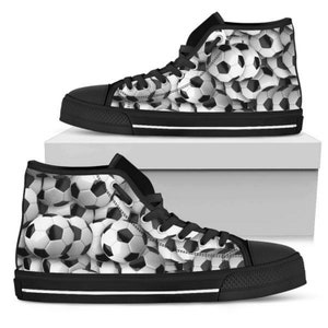 Hi-top Soccer Womens Sneakers Mens Black White Unisex Fashion Custom Lace Sports Fan Customized Gifts Him Men Her High Athletic  Shoes