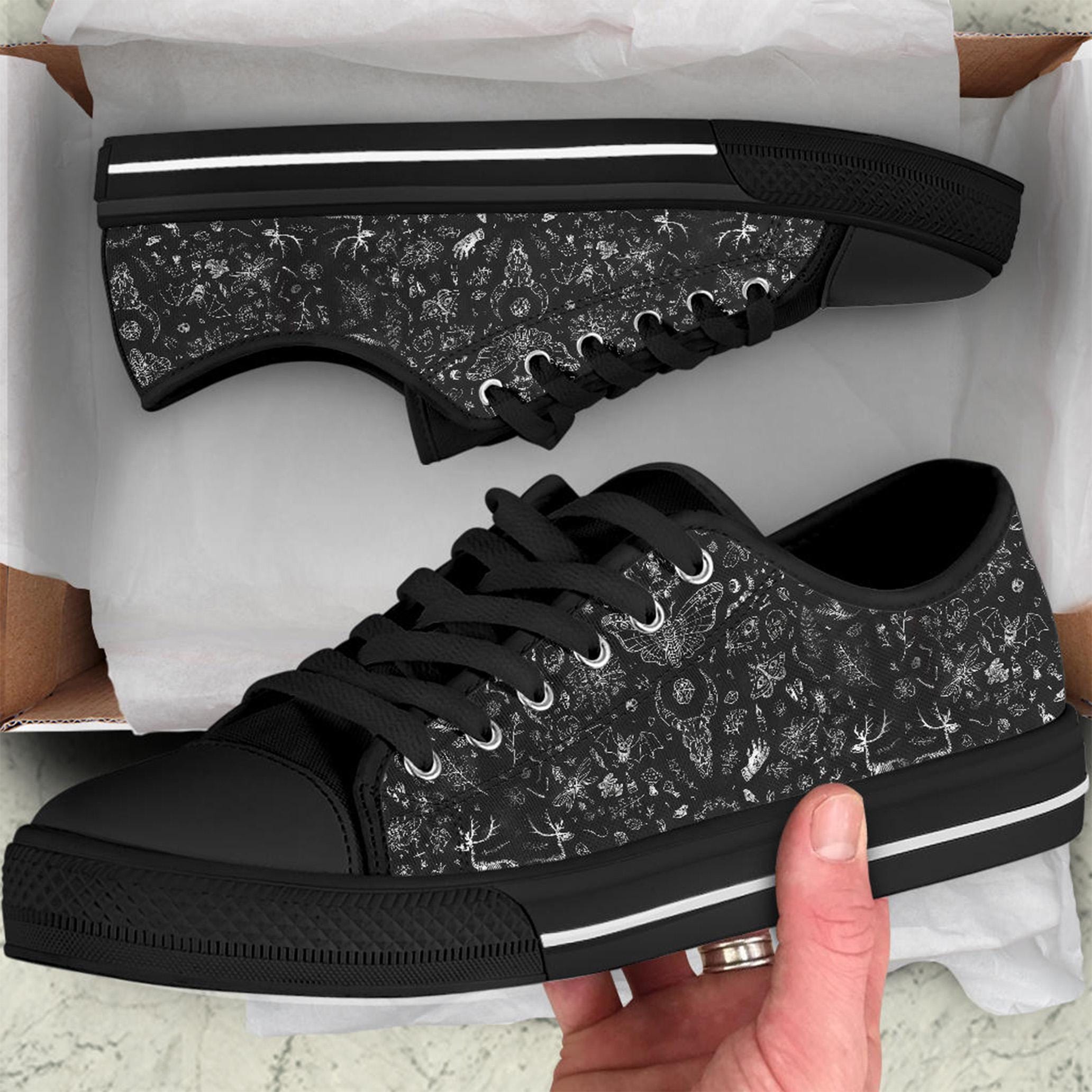 Dark Cottagecore Low Top Sneakers, Forest Gothic Fashion - Etsy display picture 3