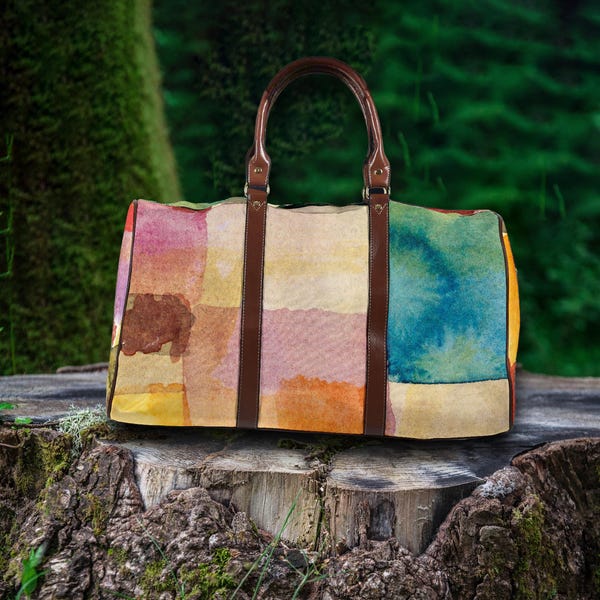 Watercolor Shapes Travel Duffel Bag: Personalized Weekender